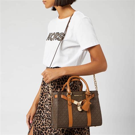 michael kors hamilton signature satchel brown|Michael Kors nouveau Hamilton bag.